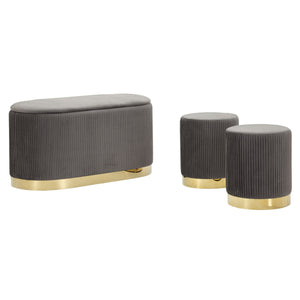 Panca con Portaoggetti MF875, Grigio, Poliestere, 80x37x42 cm, Seven Design