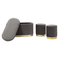 Panca con Portaoggetti MF875, Grigio, Poliestere, 80x37x42 cm, Seven Design