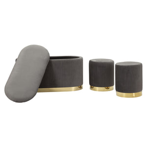 Panca con Portaoggetti MF875, Grigio, Poliestere, 80x37x42 cm, Seven Design