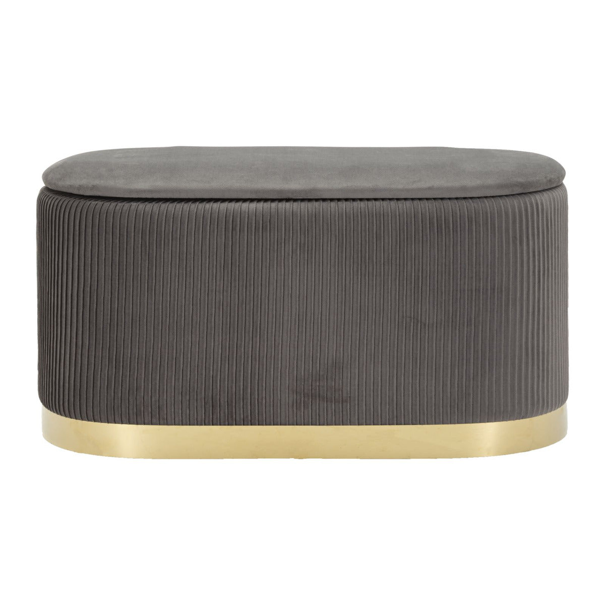 Panca con Portaoggetti MF875, Grigio, Poliestere, 80x37x42 cm, Seven Design