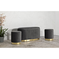 Panca con Portaoggetti MF875, Grigio, Poliestere, 80x37x42 cm, Seven Design