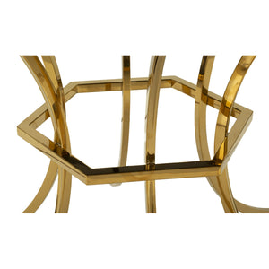 Tavolo MF877, Oro, Vetro, 100x100x80 cm, Seven Design