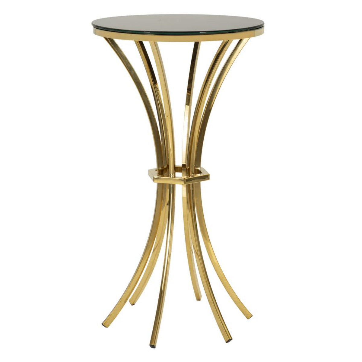 Tavolino MF879, Oro, Vetro, 50x50x92 cm, Seven Design