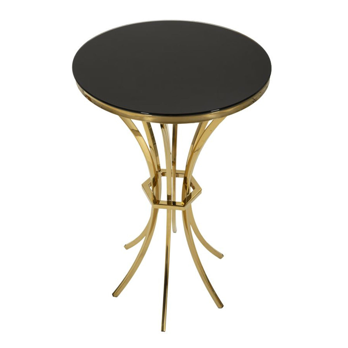 Tavolino MF879, Oro, Vetro, 50x50x92 cm, Seven Design