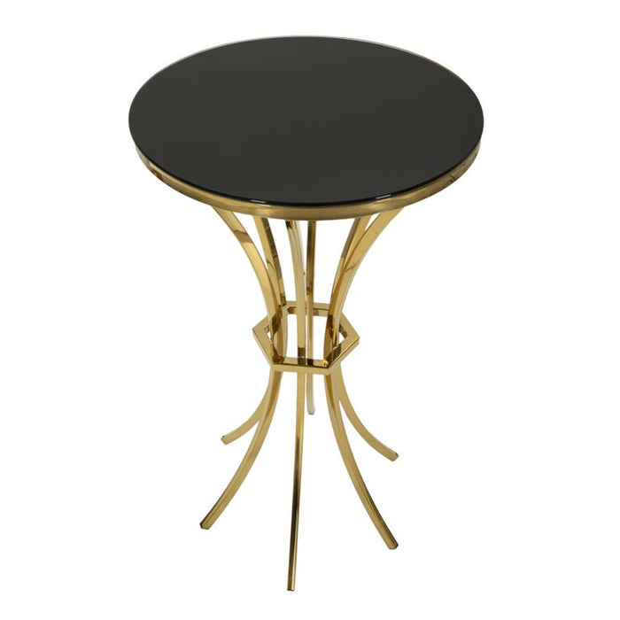 Tavolino MF879, Oro, Vetro, 50x50x92 cm, Seven Design
