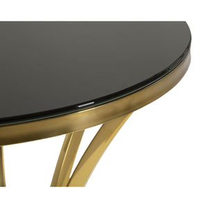 Tavolino MF879, Oro, Vetro, 50x50x92 cm, Seven Design