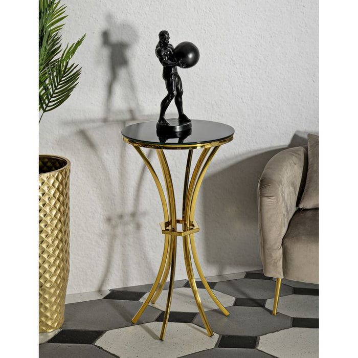 Tavolino MF879, Oro, Vetro, 50x50x92 cm, Seven Design