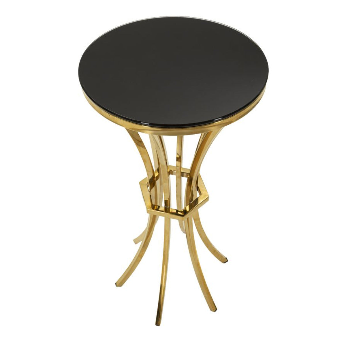 Tavolo MF880, Oro, Vetro, 40x40x81 cm, Seven Design