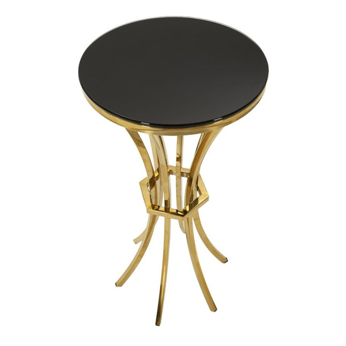Tavolo MF880, Oro, Vetro, 40x40x81 cm, Seven Design