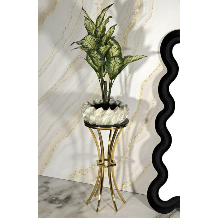 Tavolo MF880, Oro, Vetro, 40x40x81 cm, Seven Design