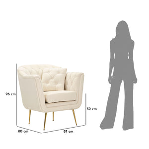 Poltrona MF895, Beige, Poliestere, 88x83x91 cm, Seven Design