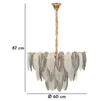 Lampada a Sospensione MF899, Grigio, Vetro, 60x60x40 cm, Seven Design