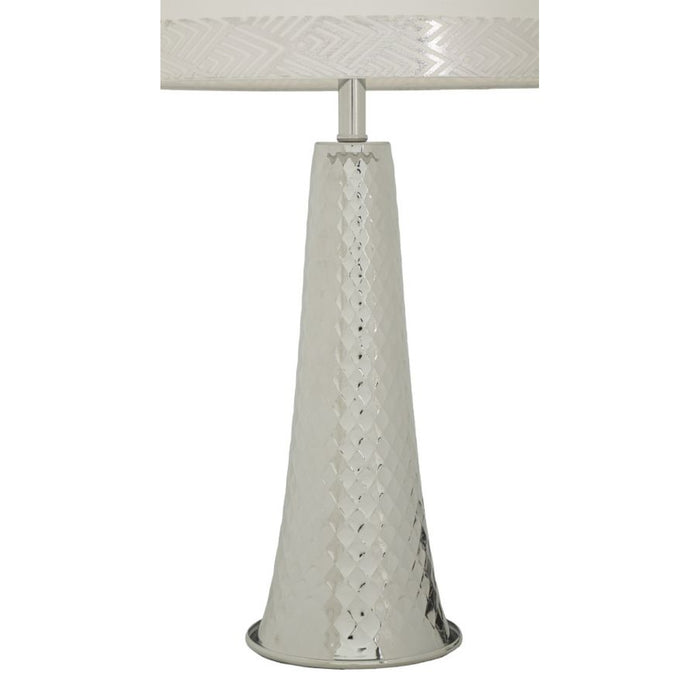 Lampada da Tavolo MF902, Argento, Tessuto, 30x30x54 cm, Seven Design