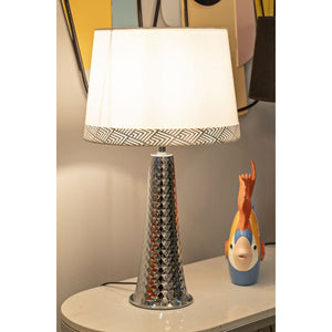 Lampada da Tavolo MF902, Argento, Tessuto, 30x30x54 cm, Seven Design