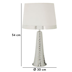 Lampada da Tavolo MF902, Argento, Tessuto, 30x30x54 cm, Seven Design