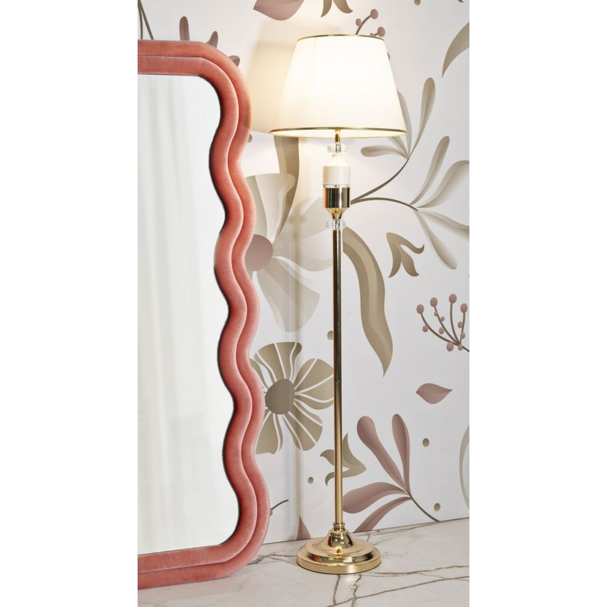 Lampada da Terra MF904, Bianco, Tessuto, 40x40x160 cm, Seven Design