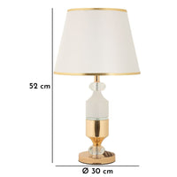 Lampada da Tavolo MF905, Bianco, Tessuto, 30x30x52 cm, Seven Design
