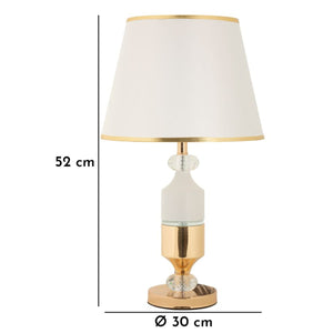 Lampada da Tavolo MF905, Bianco, Tessuto, 30x30x52 cm, Seven Design