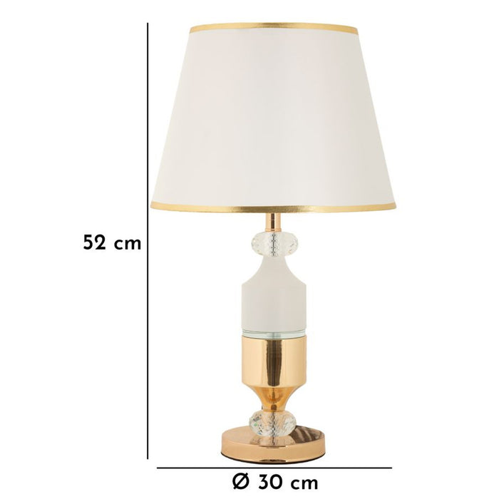 Lampada da Tavolo MF905, Bianco, Tessuto, 30x30x52 cm, Seven Design