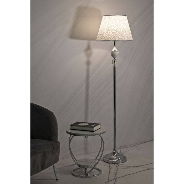 Lampada da Terra MF906, Argento, Tessuto, 40x40x158 cm, Seven Design