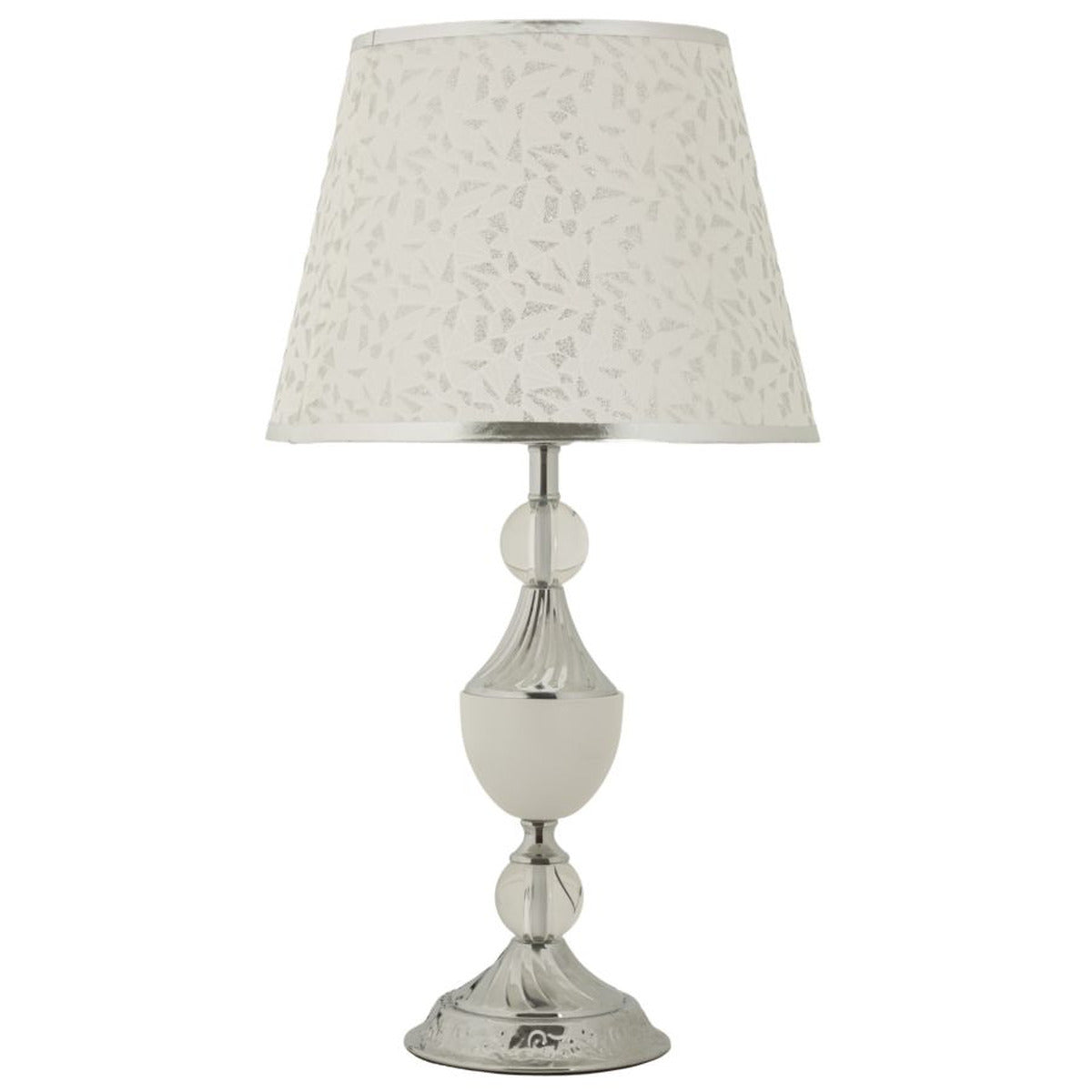 Lampada da Tavolo MF907, Argento, Tessuto, 30x30x54 cm, Seven Design