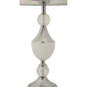 Lampada da Tavolo MF907, Argento, Tessuto, 30x30x54 cm, Seven Design