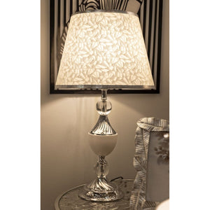 Lampada da Tavolo MF907, Argento, Tessuto, 30x30x54 cm, Seven Design