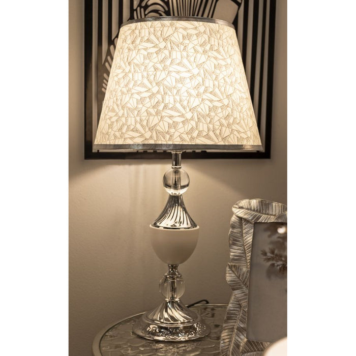 Lampada da Tavolo MF907, Argento, Tessuto, 30x30x54 cm, Seven Design