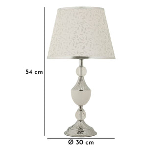 Lampada da Tavolo MF907, Argento, Tessuto, 30x30x54 cm, Seven Design