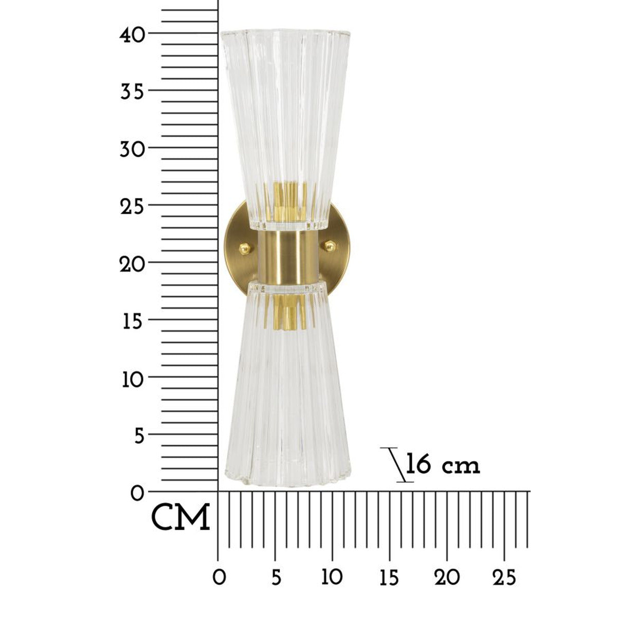 Lampada a Parete MF908, Oro, Vetro, 11x16x40 cm, Seven Design