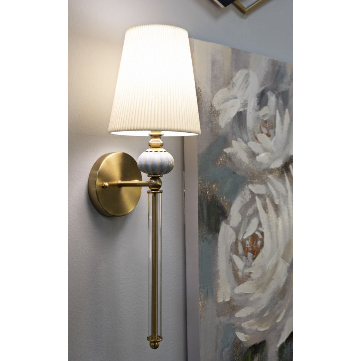 Lampada a Parete MF913, Bianco, Tessuto, 17x22x57 cm, Seven Design