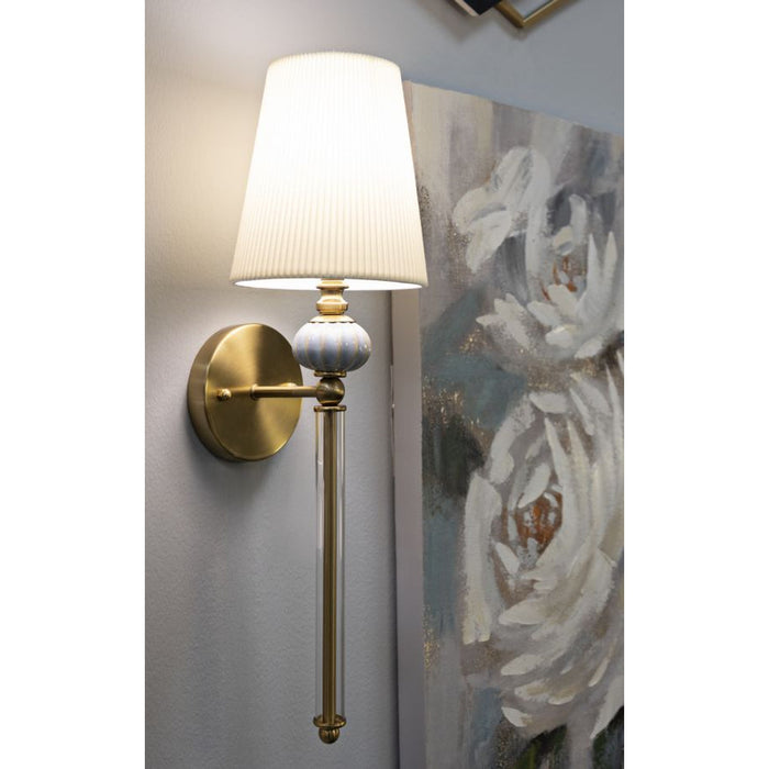 Lampada a Parete MF913, Bianco, Tessuto, 17x22x57 cm, Seven Design