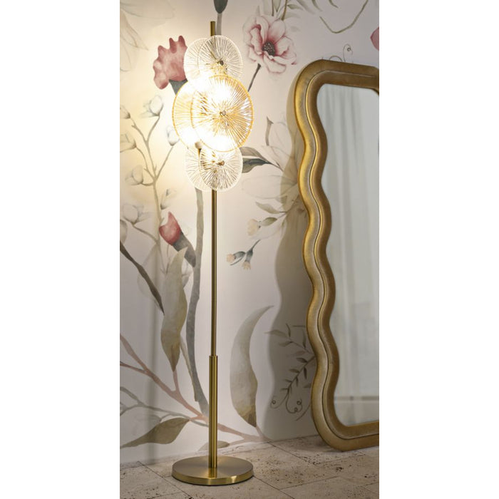 Lampada da Terra MF918, Marrone, Vetro, 30x30x164 cm, Seven Design