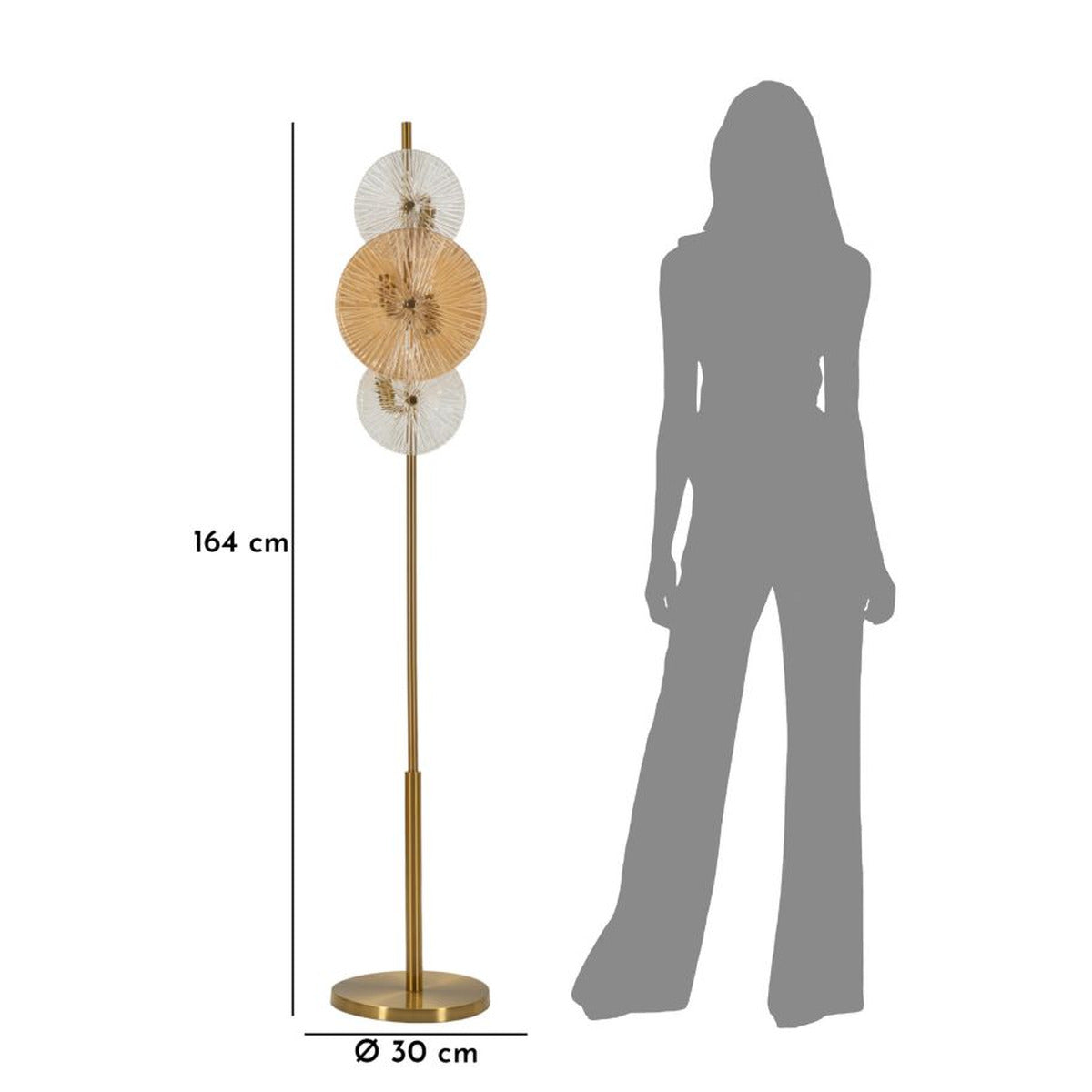 Lampada da Terra MF918, Marrone, Vetro, 30x30x164 cm, Seven Design