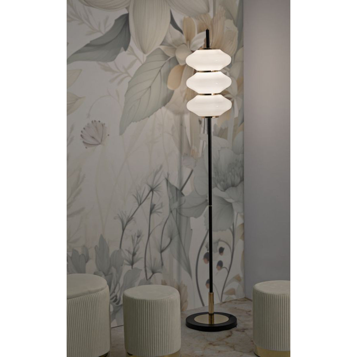 Lampada da Terra MF920, Bianco, Vetro, 30x30x168 cm, Seven Design