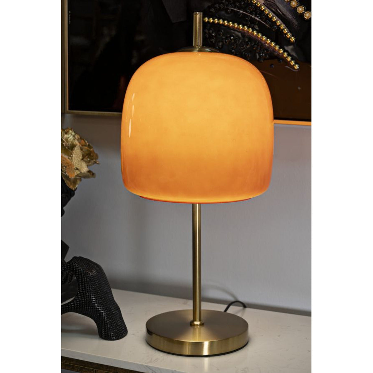 Lampada da Tavolo MF923, Arancione, Vetro, 30x16x53 cm, Seven Design