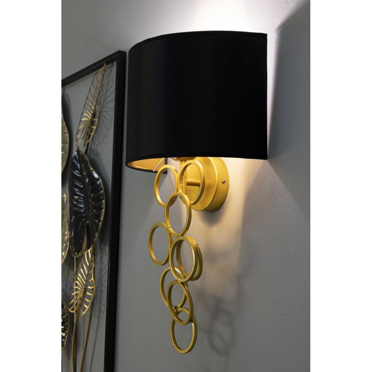 Lampada a Parete MF924, Nero, Tessuto, 30x20x50 cm, Seven Design