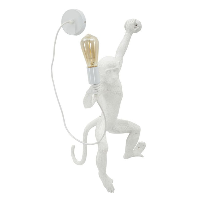 Lampada a Parete Scimmia 3, Bianco, Poliestere, 32x32x64 cm, Seven Design