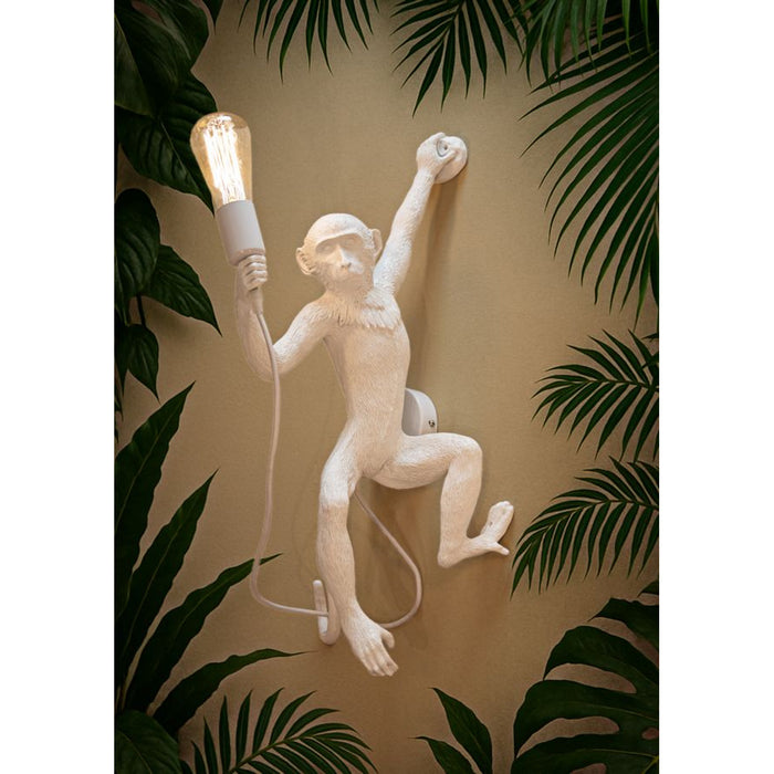 Lampada a Parete Scimmia 3, Bianco, Poliestere, 32x32x64 cm, Seven Design