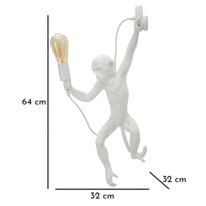 Lampada a Parete Scimmia 3, Bianco, Poliestere, 32x32x64 cm, Seven Design