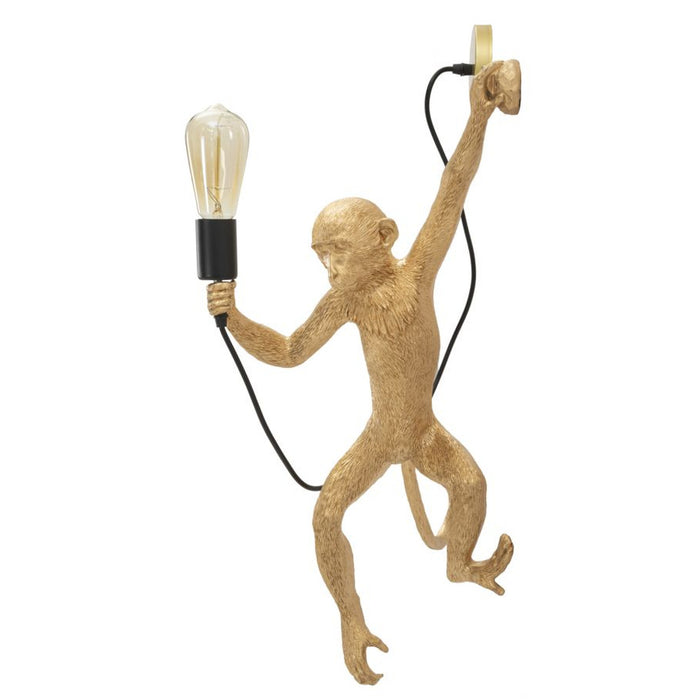 Lampada a Parete Scimmia 5, Oro, Poliestere, 32x32x64 cm, Seven Design