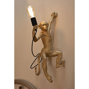Lampada a Parete Scimmia 5, Oro, Poliestere, 32x32x64 cm, Seven Design