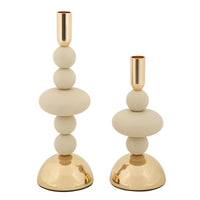 Portacandela MF925, Beige, Acciaio, 10x10x30 cm, Seven Design