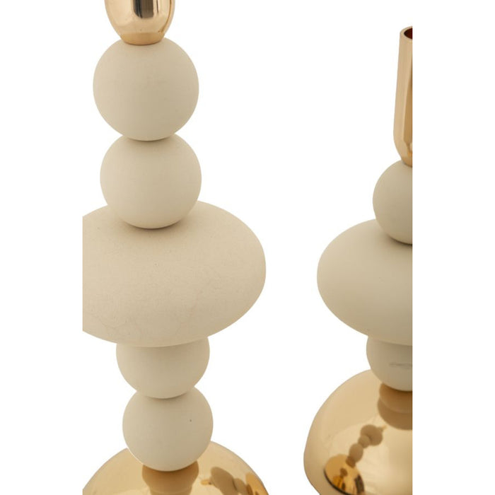 Portacandela MF925, Beige, Acciaio, 10x10x30 cm, Seven Design