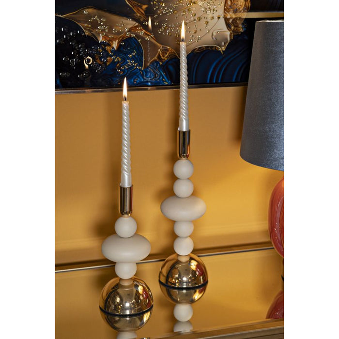 Portacandela MF925, Beige, Acciaio, 10x10x30 cm, Seven Design