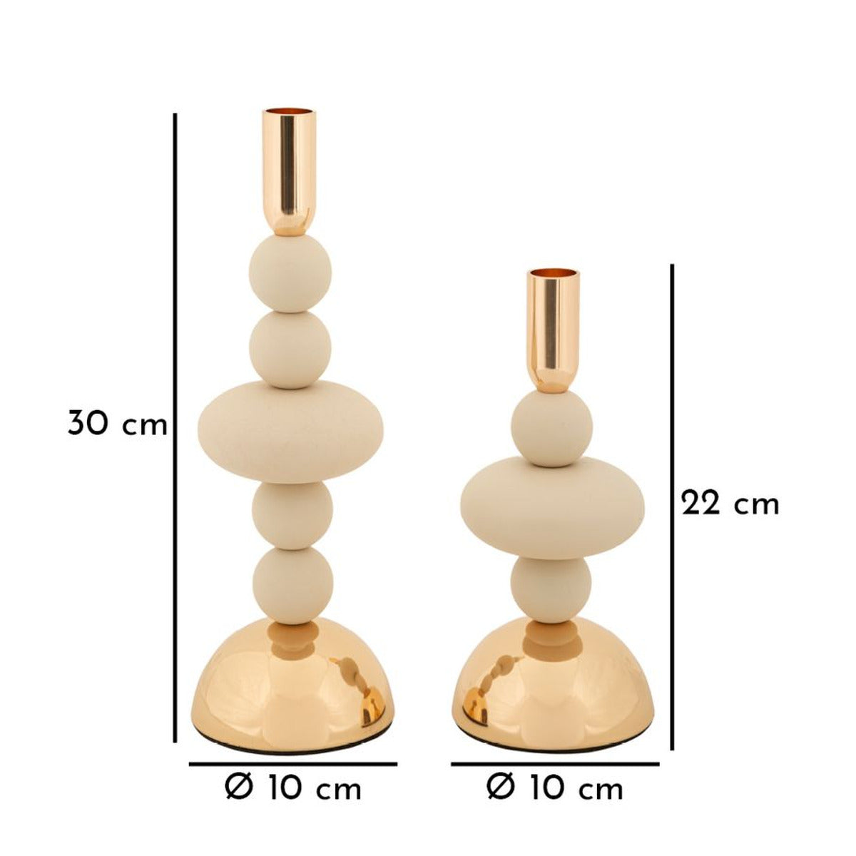 Portacandela MF925, Beige, Acciaio, 10x10x30 cm, Seven Design