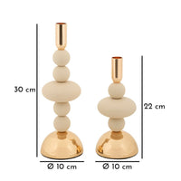 Portacandela MF925, Beige, Acciaio, 10x10x30 cm, Seven Design