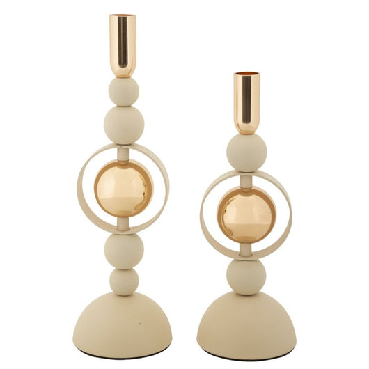 Portacandela MF927, Beige, Acciaio, 10x10x33 cm, Seven Design