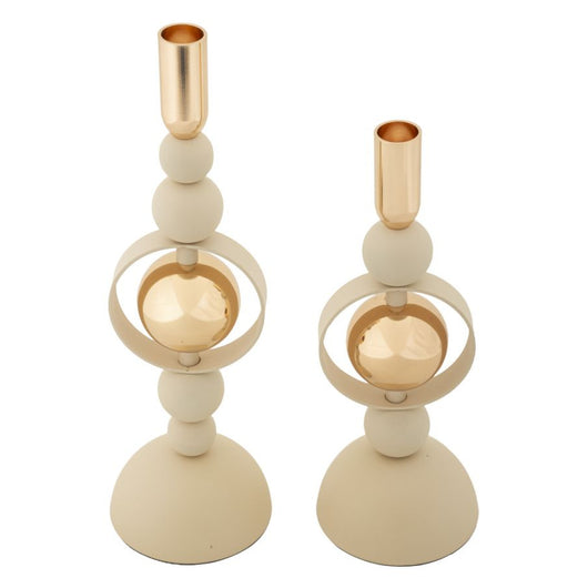 Portacandela MF927, Beige, Acciaio, 10x10x33 cm, Seven Design