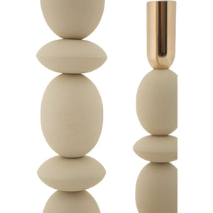 Portacandela MF929, Beige, Acciaio, 10x10x33,5 cm, Seven Design